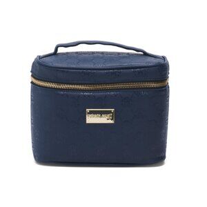 ROBERTO CAVALLI Navy Multi Embossed Monogram Toiletry Train Case